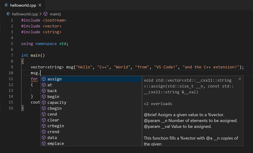 C programming language code - C/C++ for Visual Studio Code
