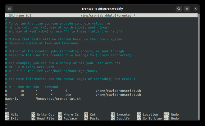 Keywords:
Linux command line backup script - How to Run a Crontab Job Every Week on Sunday - GeeksforGeeks